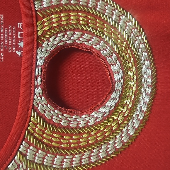 Festive Red Top with Gold and Silver Trim Great For The Holidays! - Picture 3 of 4